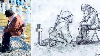 La historia del emotivo dibujo viral sobre una madre, un reencuentro y un héroe caído en Malvinas
