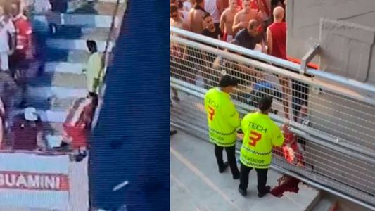 El video de como un hincha River Plate cayó desde una de las tribunas de la cancha