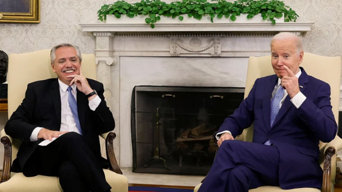 Alberto Fernández y Joe Biden, durante su encuentro en Washington (Foto: Presidencia).