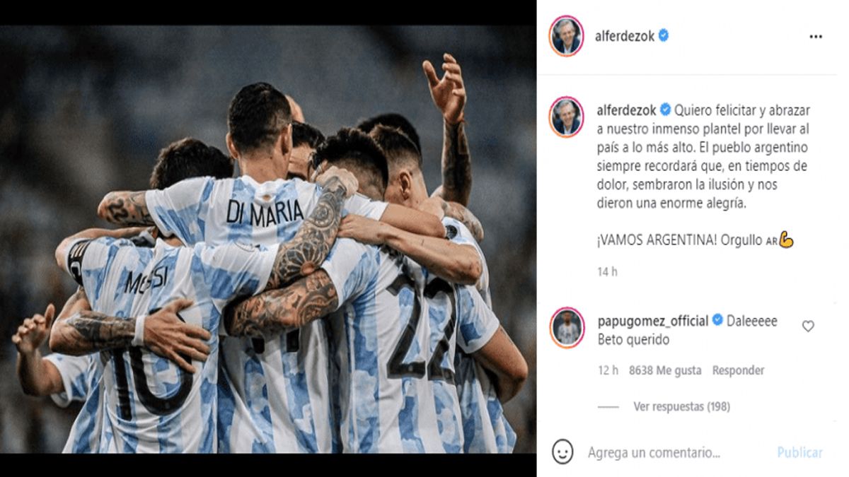 El divertido comentario del Papu Gómez en el posteo de Alberto Fernández.