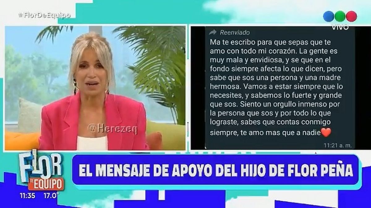 La conductora de Flor de equipo se quebr&oacute; al compartir las palabras de a poyo de su hijo Toto, ante el esc&aacute;ndalo que la descompens&oacute; y la sac&oacute; de su eje.&nbsp;