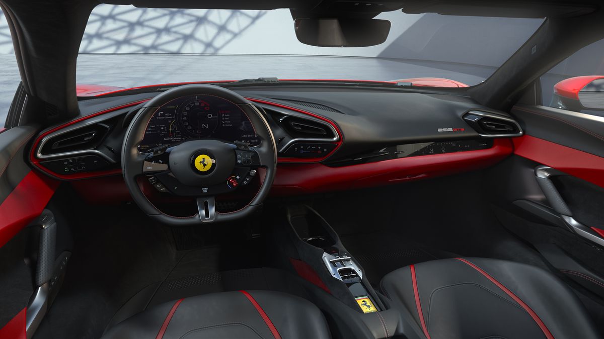 El habitáculo del Ferrari 296 GTB se desarrolla en torno a la&nbsp; interfaz totalmente digital introducida en el SF90 Stradale