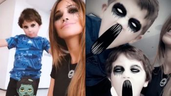 Anto Roccuzzo y sus hijos, como dulces zombies en Halloween