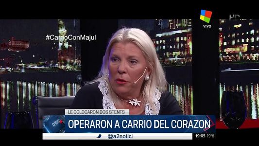 Carrió fue sometida a una angioplastia de urgencia y le colocaron dos stents