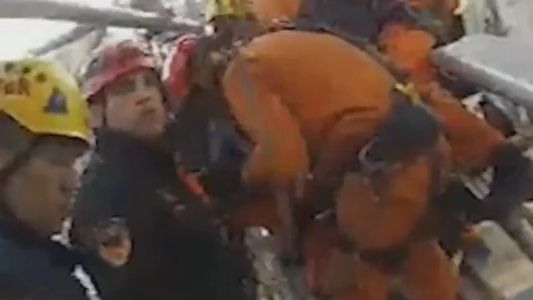 Video: así rescataron de las alturas al ex policía que se colgó de un andamio en el Congreso