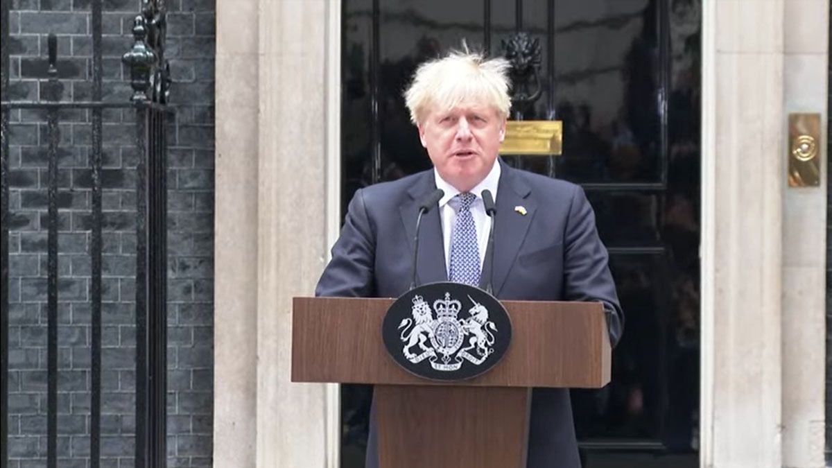 Boris Johnson anunció su renuncia en la residencia del 10 de Downing Street en Londres (Foto: Gentileza The Independent)