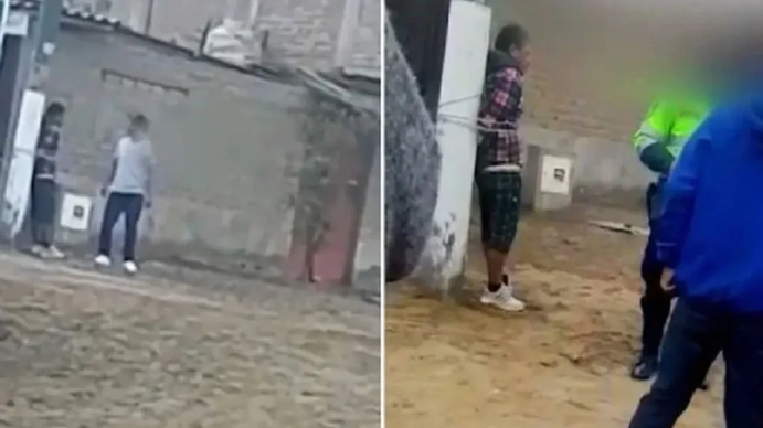 El padre de una criatura abusada ató al palo de luz al agresor de su hija