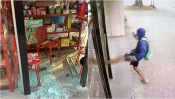 El karateca de La Plata volvió a atacar y entró a un kiosco de una patada en City Bell para robar