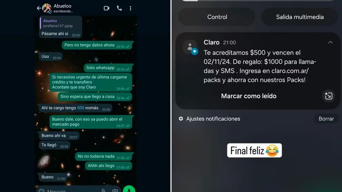 Esteban finalmente logró quitarle 500 pesos a los estafadores (Foto: captura A24).