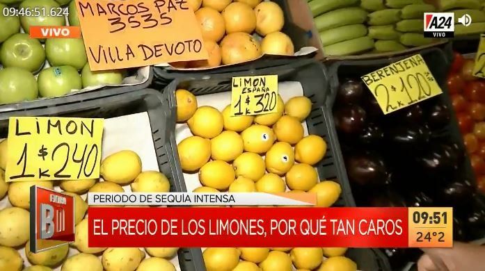 Más ácido que nunca el precio del limón: entre $240 y $320 el kg