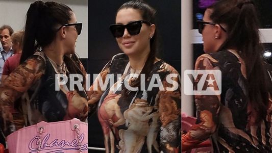 Wanda Nara llegó a la Argentina desde Brasil y revolucionó el aeropuerto con su look: las fotos