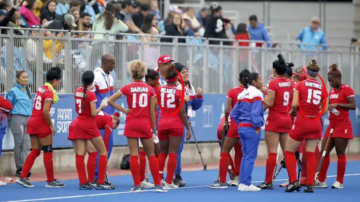 En c&iacute;rculos, dos de las 6 jugadoras cubanas que se fueron del equipo panamericano (Foto: gentileza La Tercera).