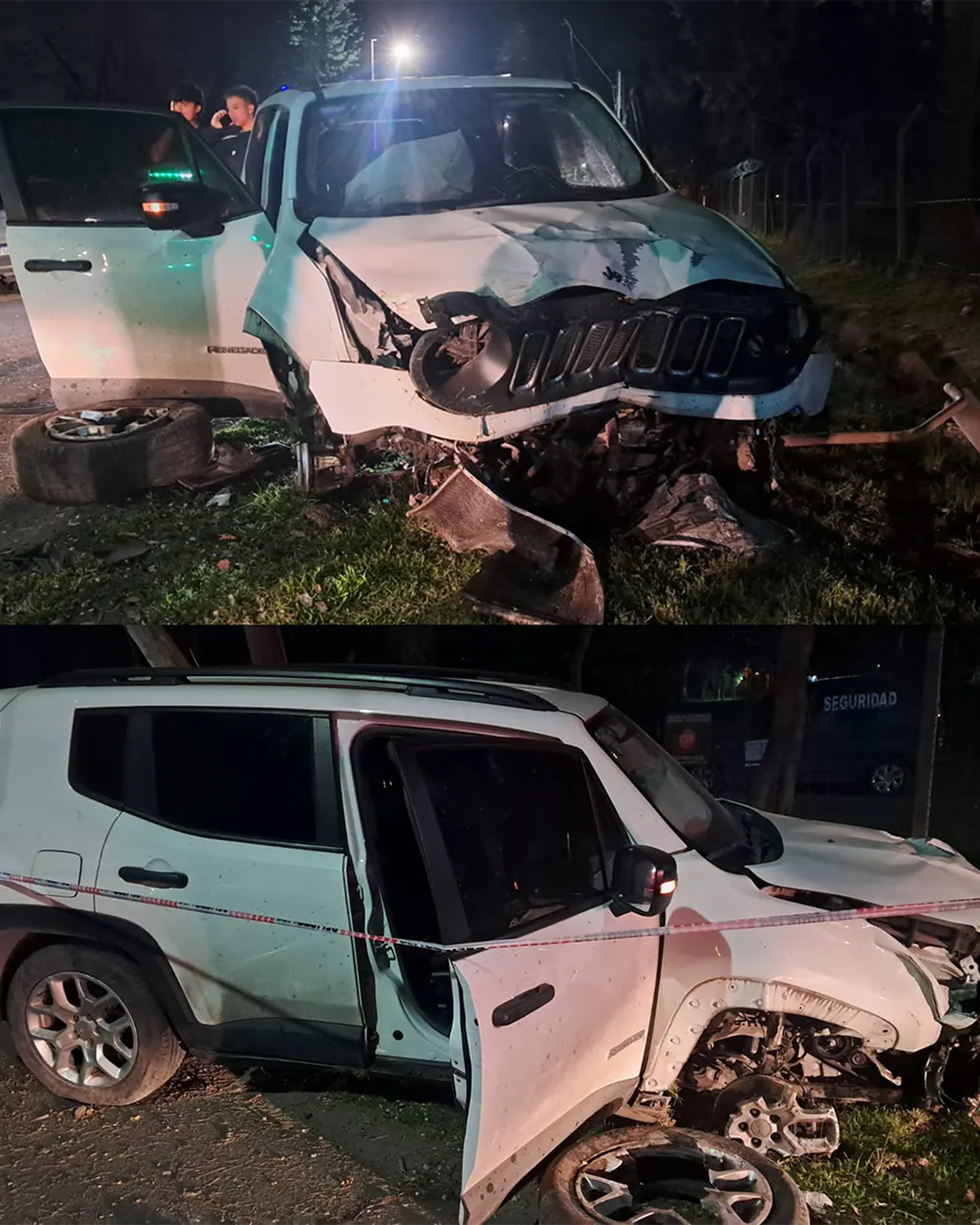 La camioneta Jeep sufrió múltiples daños a causa del choque y el vuelco. (Foto: gentileza El Día de Escobar)