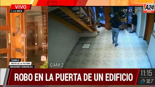 La Boca: así le hicieron una entradera en la puerta del edificio