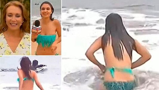 Perdió la bikini cuando hacía un móvil en la playa