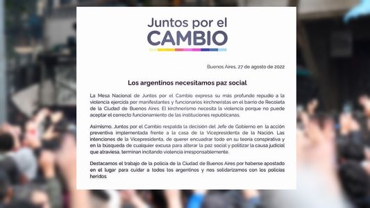 Juntos por el Cambio apoyó a Rodríguez Larreta y culpó a los manifestantes por la represión de la Policía porteña