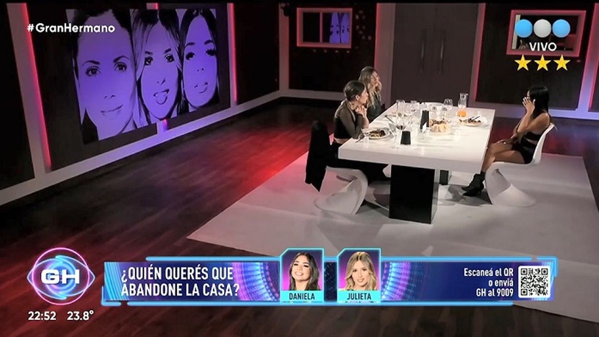 Romina, Daniela y Julieta en la cena &iacute;ntima de nominadas de esta semana en Gran Hermano 2022, donde dispararon duro contra Coti Romero.&nbsp;