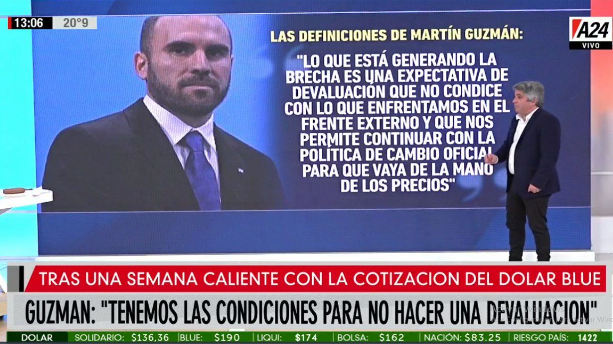 Dólar caliente: Guzmán ratificó que no habrá devaluación