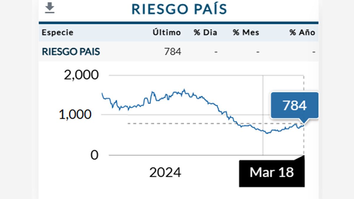 El riesgo país volvió a subir y está en los 784 puntos. (Foto: Gentileza Rava)