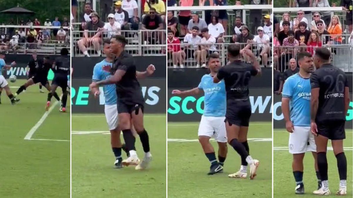 El Kun Agüero tuvo un regreso al fútbol para el olvido: derrota y un fuerte planchazo que casi termina a las piñas (Foto: MSN).