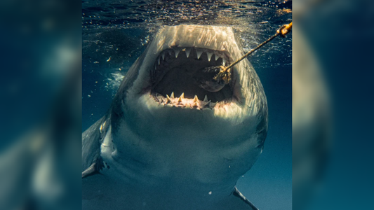 Se sumergió al mar y fotografió a solo metros la impresionante mordida de un tiburón blanco