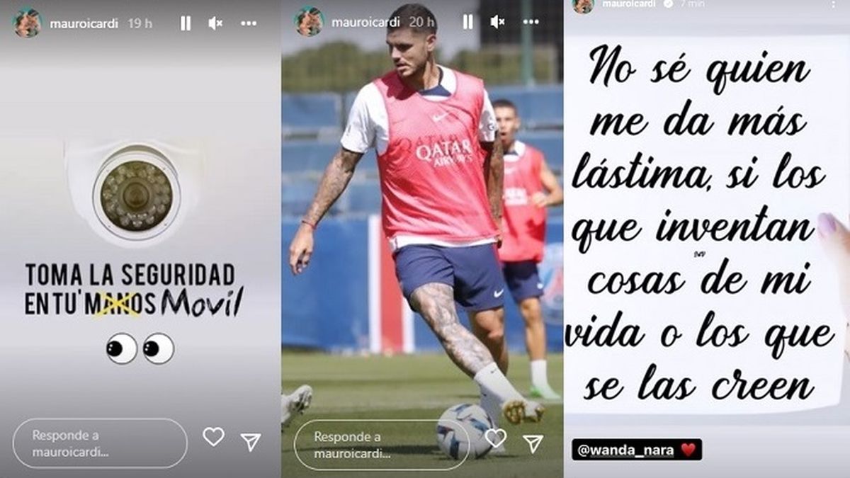 Las historias virtuales de Mauro Icardi en medio de la escandalosa filtraci&oacute;n del audio de Wanda Nara confirmando su divorcio del futbolista.