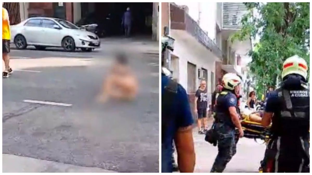 Video: así cayó la mujer que se tiró de un balcón en Palermo y denunció a su pareja de prostituirla (Foto: A24).