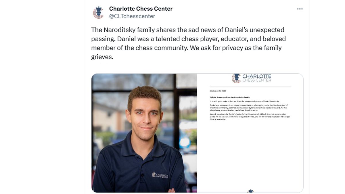 Los padres del ajedrecista dieron la noticia a su club de siempre y ellos, lo anunciaron al mundo. (foto. Cuenta de X)