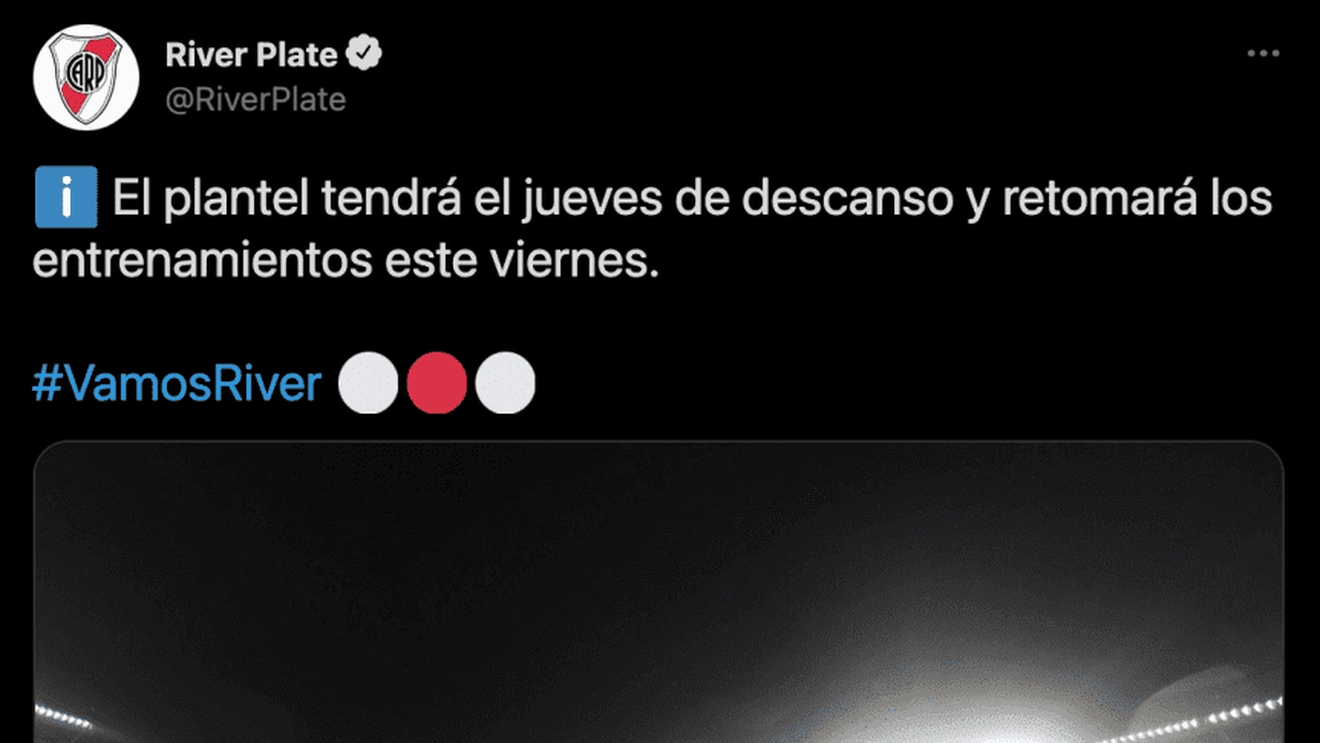 El tuit de River con la decisión de Gallardo.&nbsp;
