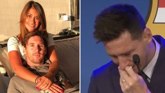 El gesto de Antonela Roccuzzo hacia Messi al verlo quebrado en la conferencia de prensa