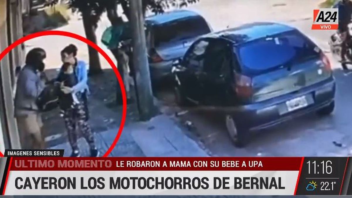 Quilmes: cayeron los motochorros del robo a una madre con su bebé. (Captura de Tv)