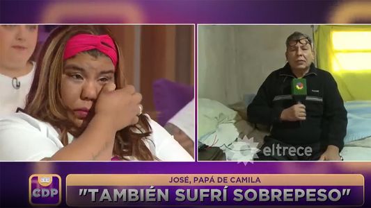 Camila Deniz se quebró al escuchar el mensaje de su papá enfermo en Cuestión de Peso