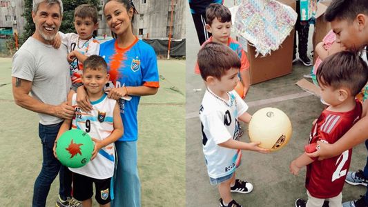 Lourdes Sánchez y El Chato Prada regalaron juguetes en Fuerte Apache