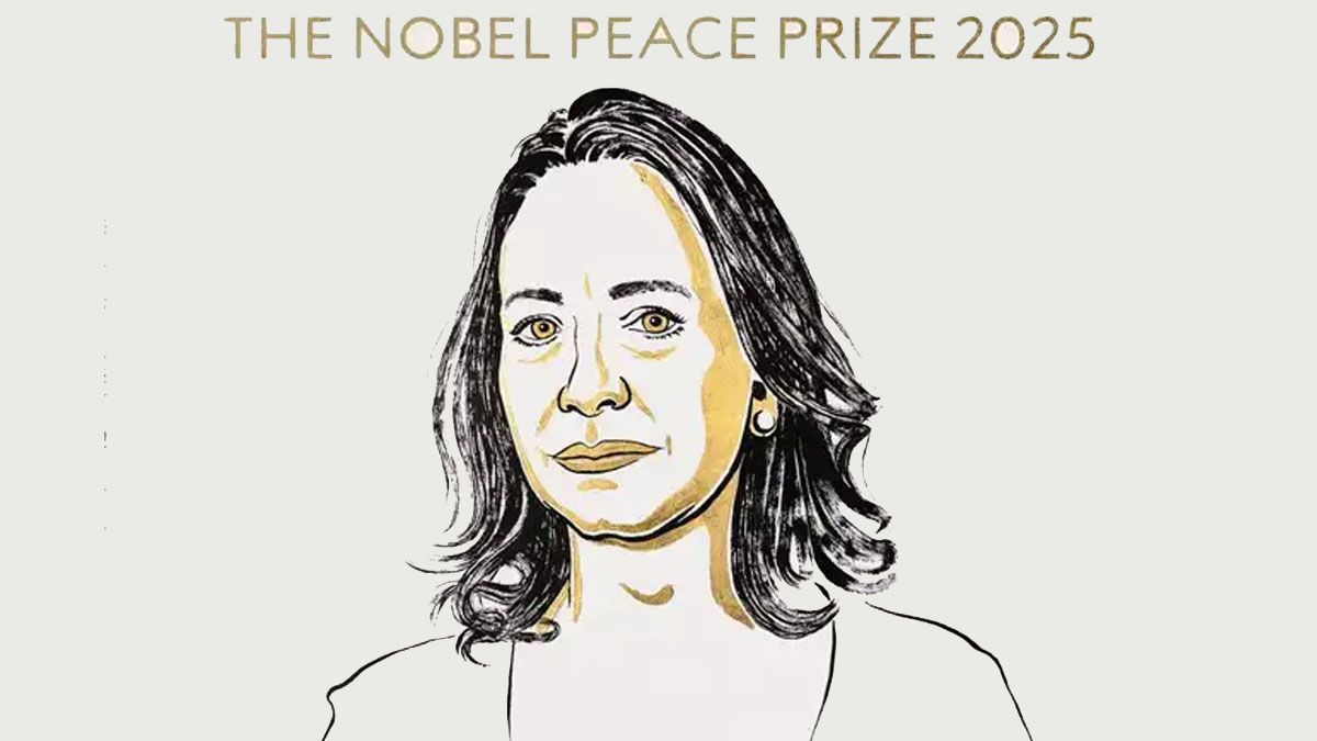 El horrible dibujo con que el comité sueco dio a conocer que María Corina Machado ganó el premio Nobel de la Paz. (Foto: Comité Nobel)