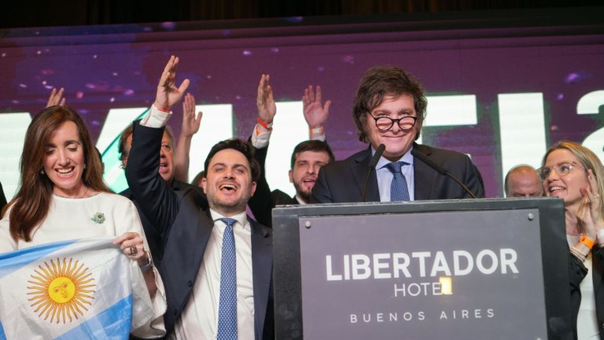 Javier Milei durante su discurso luego de las elecciones generales de este domingo (Foto: NA).