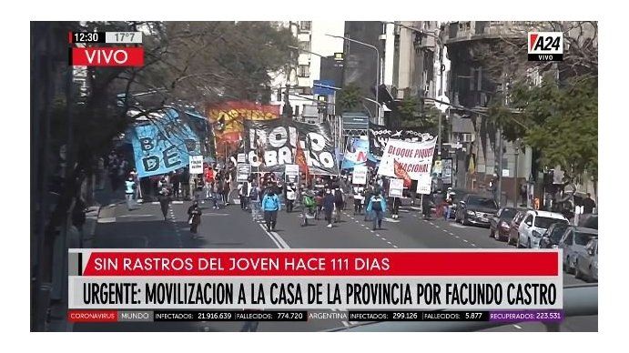 Movilización en reclamo por la aparición con vida de Facundo Castro