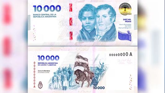 El Banco Central puso en circulación el nuevo billete de $10.000: cómo identificar si es falso