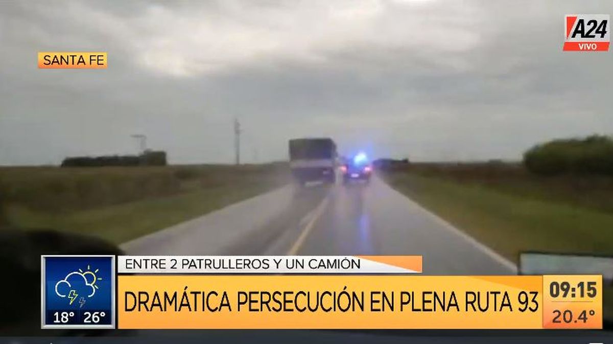 Santa Fe: dramática persecución en la Ruta Nacional 93. (Captura de Tv)