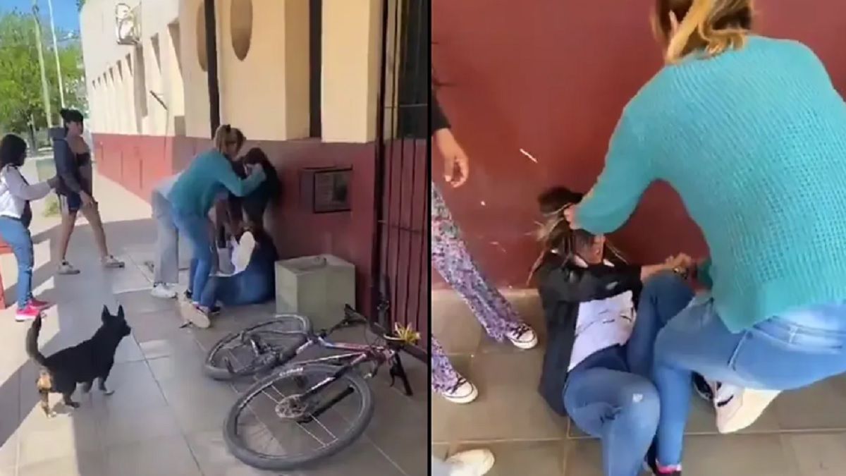 En las imágenes se ve cómo las mujeres agreden a la maestra de forma salvaje (Foto: captura de video).