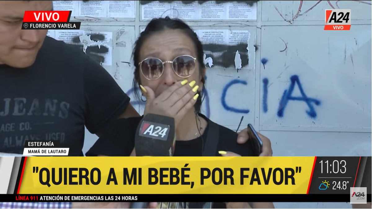 La mamá de uno de los jóvenes desaparecidos desde el viernes en Florencio Varela con A24: Estoy destruida (Foto: captura A24).