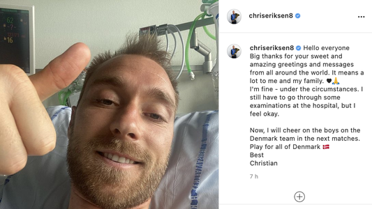 Christian Eriksen envió un mensaje desde el hospital: Estoy bien, dada las circunstancias