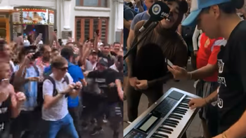 El mini recital de Pablo Lescano en Rusia que enloqueció a los hinchas argentinos