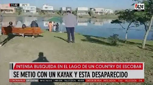 Intensa búsqueda de un joven que se metió en kayak en un lago en Escobar