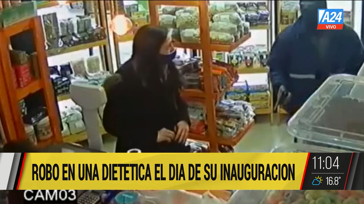 La Plata: minutos de terror durante un robo en una dietética. (Captura de Tv)