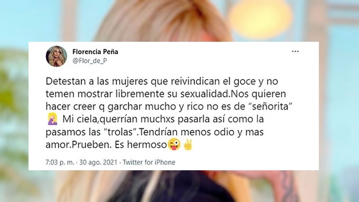 El primero de mensajes de Florencia Pe&ntilde;a bancando los dichos de Victoria Tolosa Paz.&nbsp;