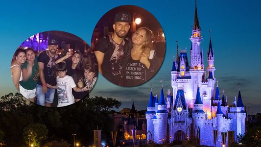 El Kun Agüero viajó a Disney con Karina y su familia