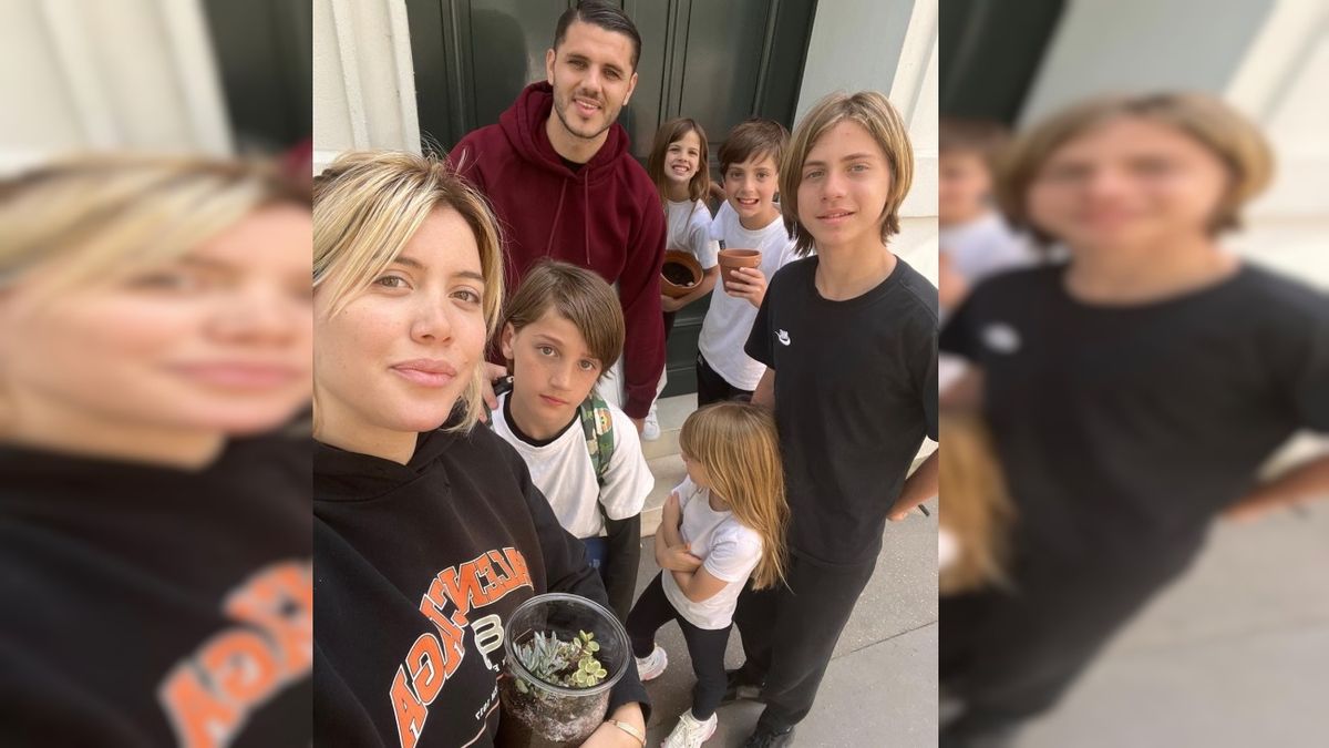 Wanda Nara junto a su marido, Mauro Icardi, y sus 5 hijos.&nbsp;