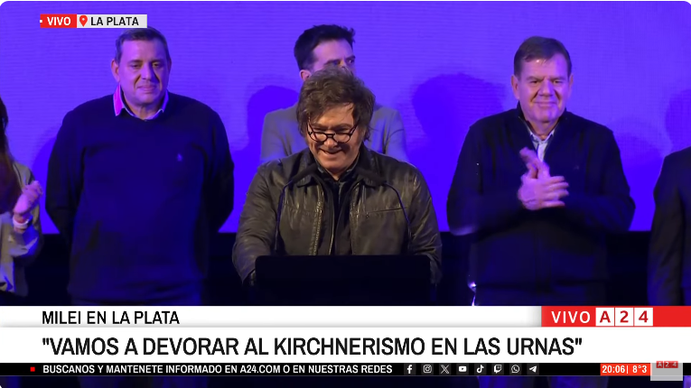 Milei en el acto de La Plata: Qué lindo ver a tantos leones libres para devorar al kirchnerismo en las urnas