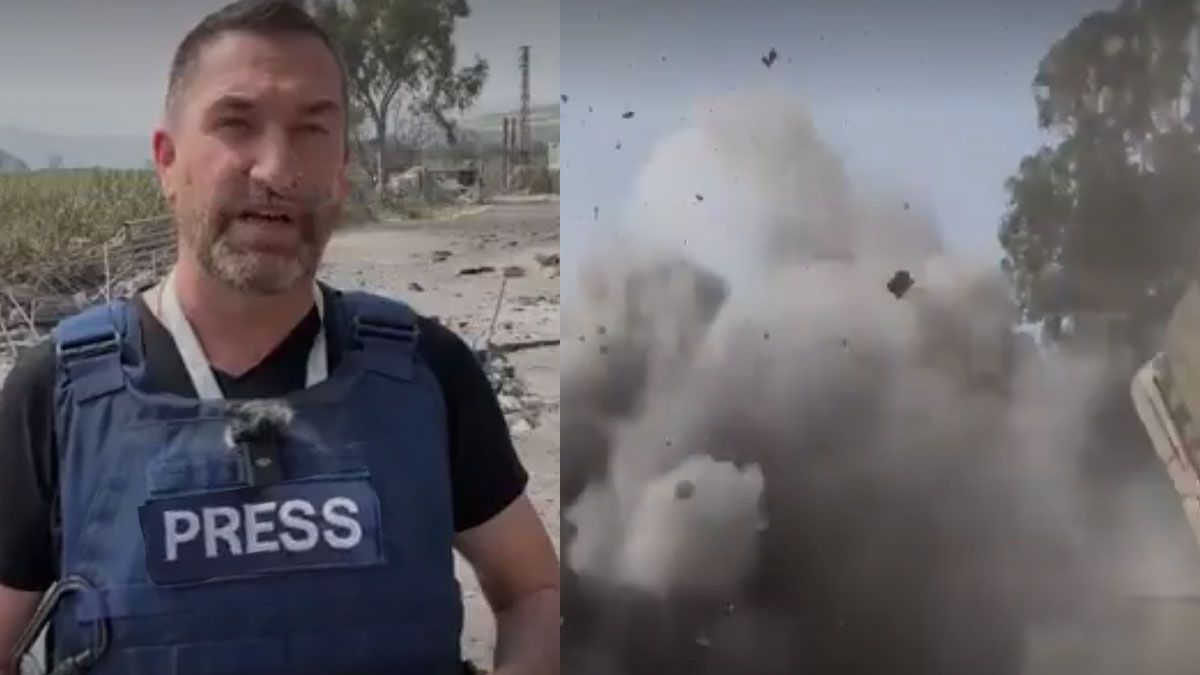 Un periodista informada desde El Líbano y quedó registrado cuando un misil estalló muy cerca de su posición. (Foto: Captura de TV)