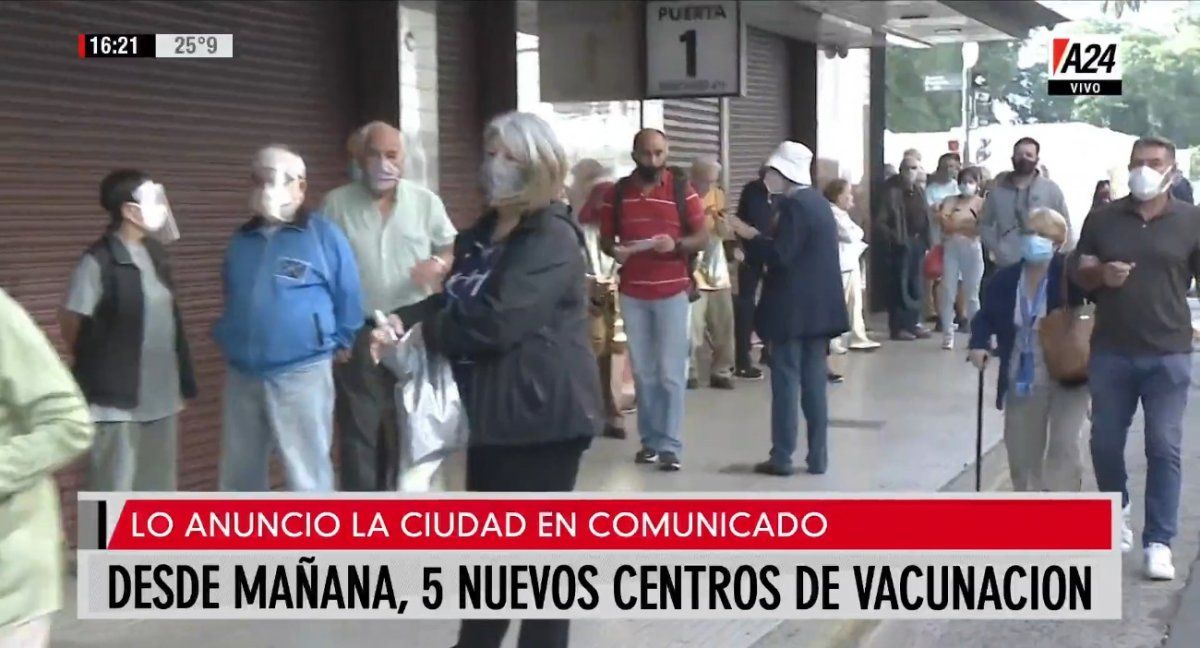 Demoras en los centros de vacunación de la Ciudad.